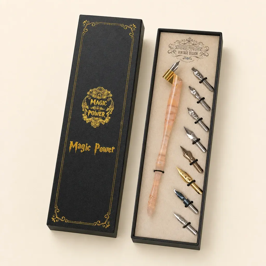 Blush Dip Pen & Nibs in the selected SP454-09 blush oblique holder set