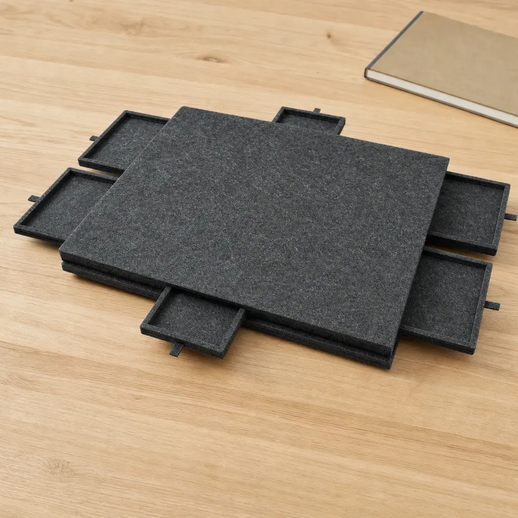 Felt Puzzle Workstation on a creative worktable