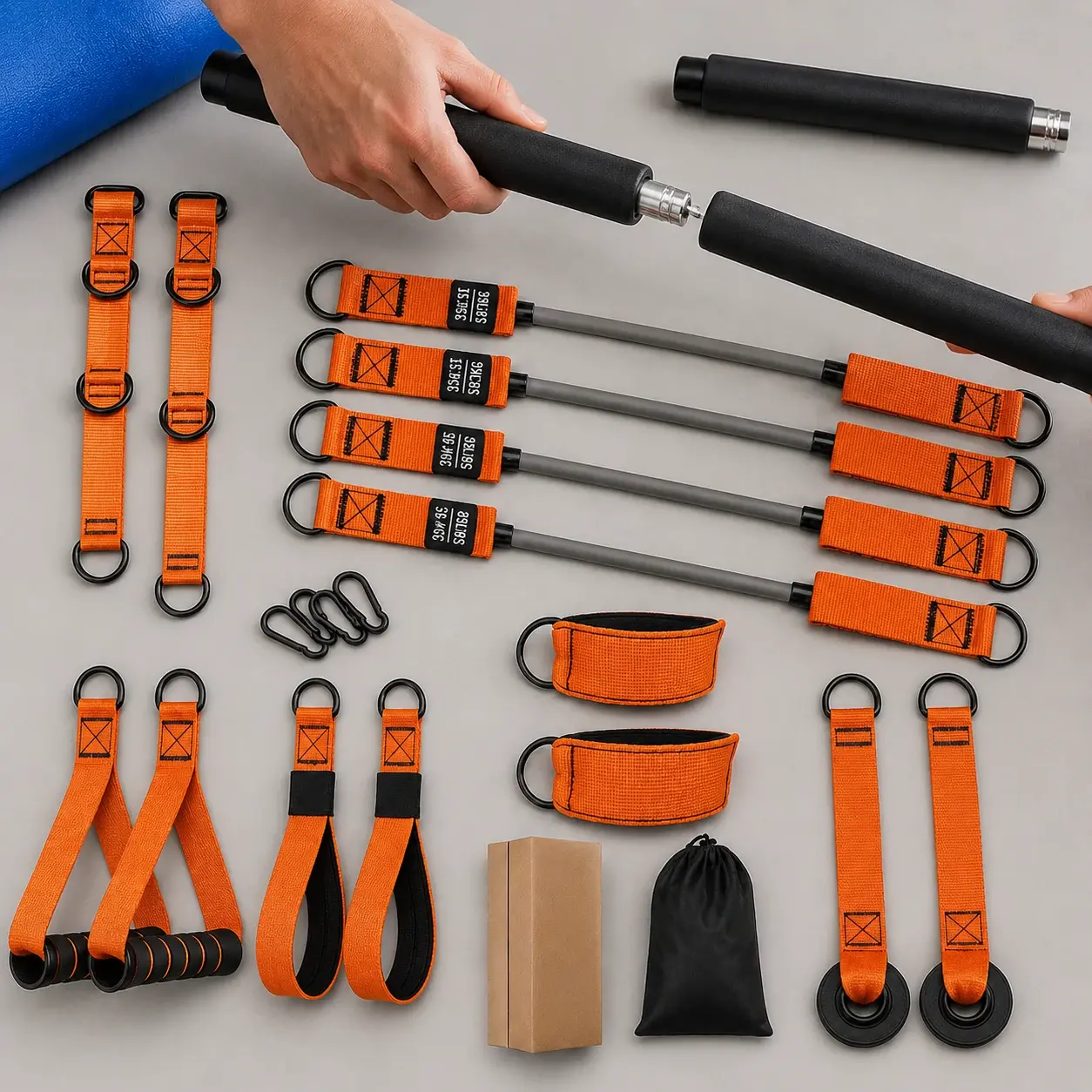 Sectional Pilates Bar Kit | in use